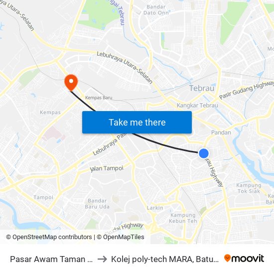 Pasar Awam Taman Suria to Kolej poly-tech MARA, Batu pahat map