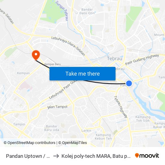 Pandan Uptown / Edl to Kolej poly-tech MARA, Batu pahat map