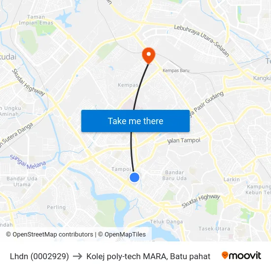 Lhdn (0002929) to Kolej poly-tech MARA, Batu pahat map