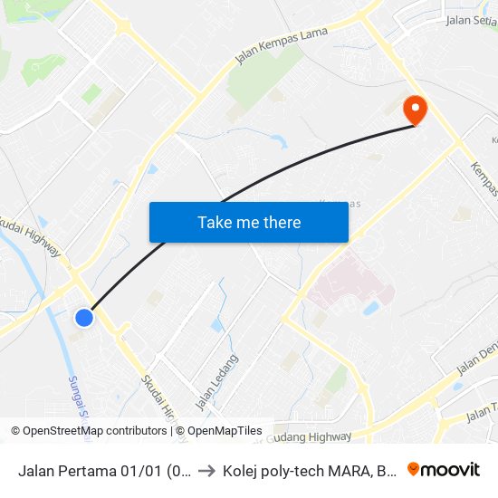 Jalan Pertama 01/01 (0008048) to Kolej poly-tech MARA, Batu pahat map