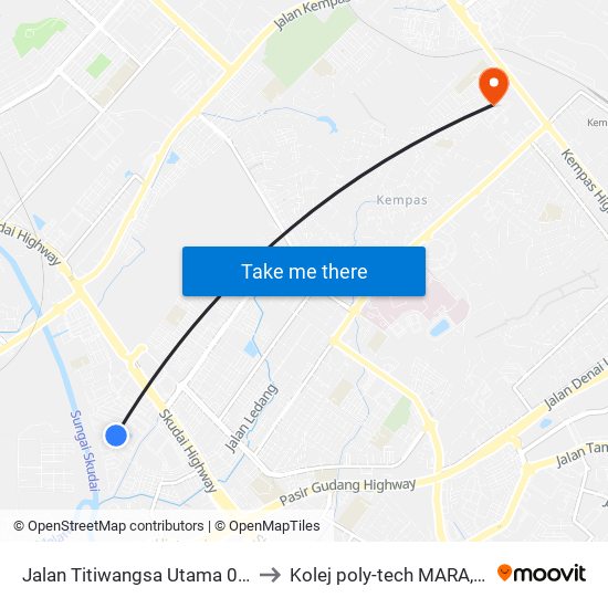 Jalan Titiwangsa Utama 02 (0008046) to Kolej poly-tech MARA, Batu pahat map