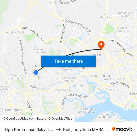 Opp Perumahan Rakyat Lima Kedai to Kolej poly-tech MARA, Batu pahat map