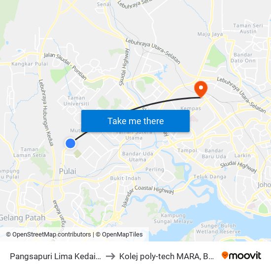 Jalan Gelang Patah 05 (0006558) to Kolej poly-tech MARA, Batu pahat map