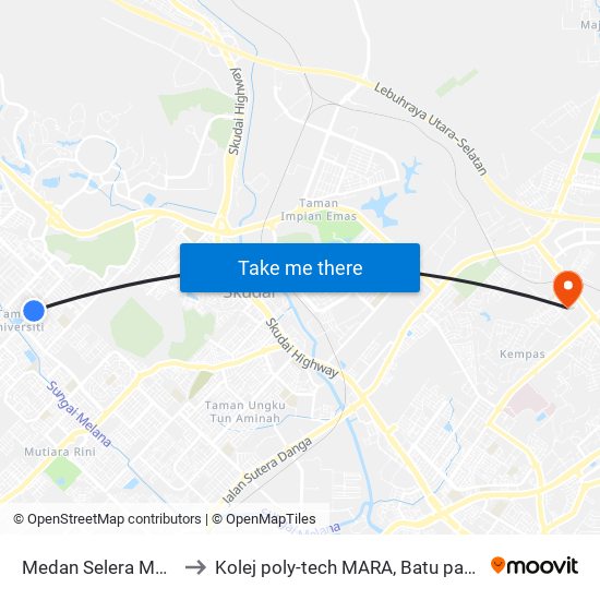 Medan Selera Mbip to Kolej poly-tech MARA, Batu pahat map