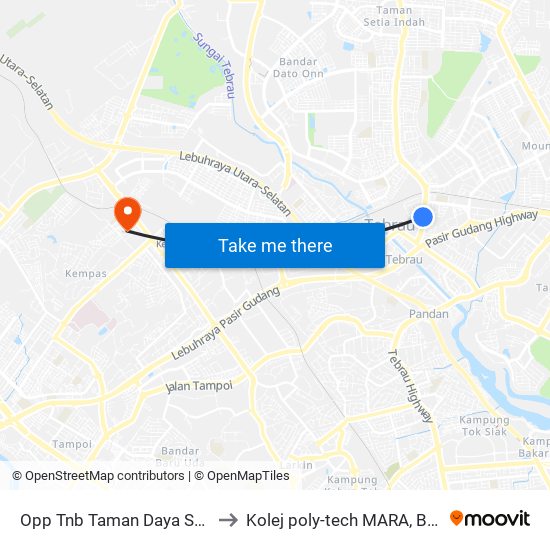 Flat Jalan Bertam 1 to Kolej poly-tech MARA, Batu pahat map