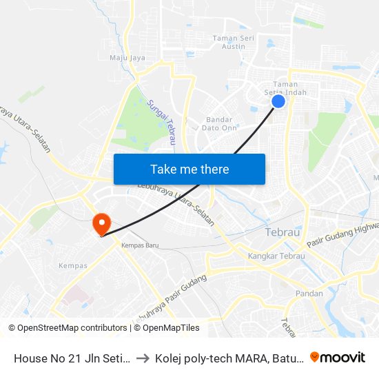 Jalan Setia 1 Opp Setia Park to Kolej poly-tech MARA, Batu pahat map