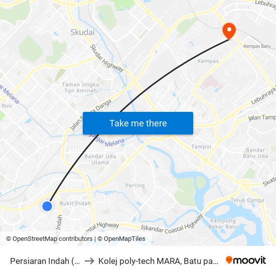 Persiaran Indah (3) to Kolej poly-tech MARA, Batu pahat map