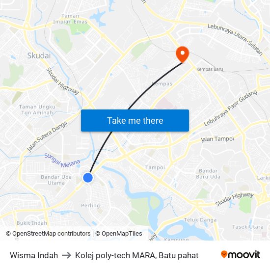 Wisma Indah to Kolej poly-tech MARA, Batu pahat map