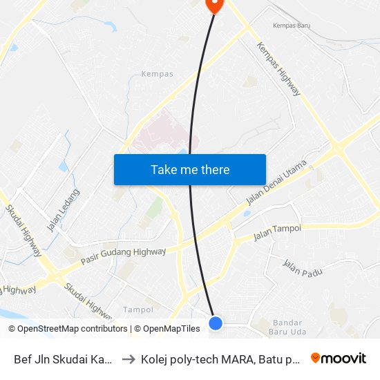 Bef Jln Skudai Kanan to Kolej poly-tech MARA, Batu pahat map