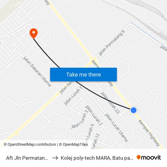 Aft Jln Permatang 7 to Kolej poly-tech MARA, Batu pahat map