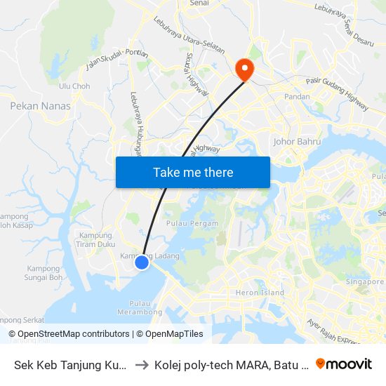 Sek Keb Tanjung Kupang to Kolej poly-tech MARA, Batu pahat map