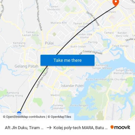 Aft Jln Duku, Tiram Duku to Kolej poly-tech MARA, Batu pahat map