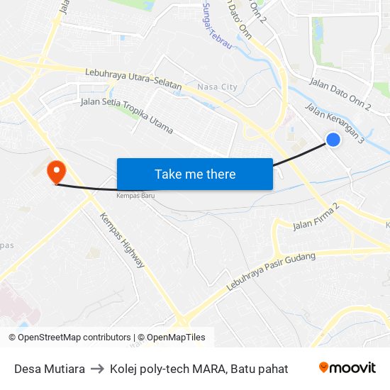 Ppr Desa Mutiara to Kolej poly-tech MARA, Batu pahat map