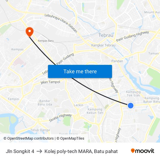 Jln Songkit 4 to Kolej poly-tech MARA, Batu pahat map