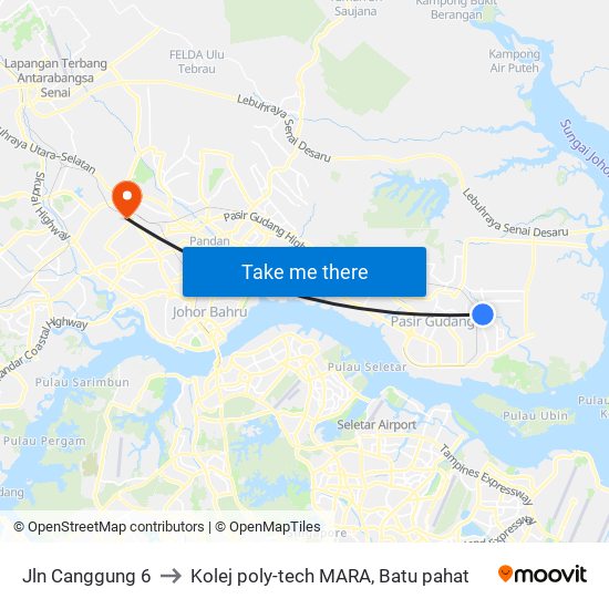 Jln Canggung 6 to Kolej poly-tech MARA, Batu pahat map