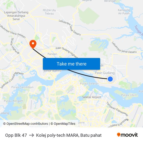 Opp Blk 47 to Kolej poly-tech MARA, Batu pahat map