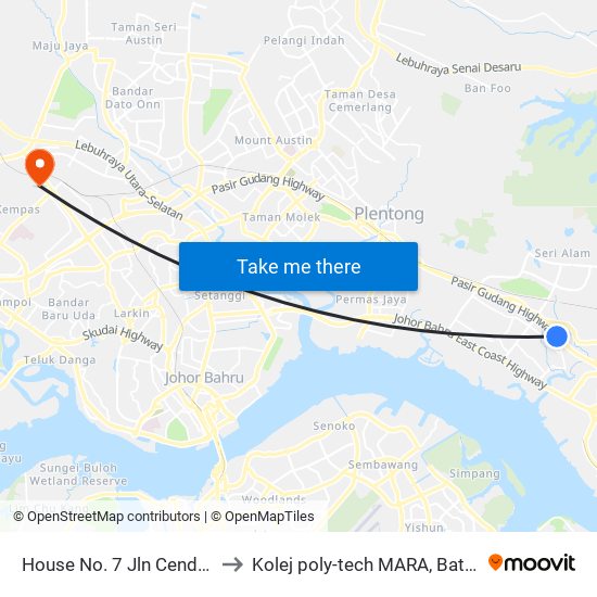 House No. 7 Jln Cendana 13 to Kolej poly-tech MARA, Batu pahat map