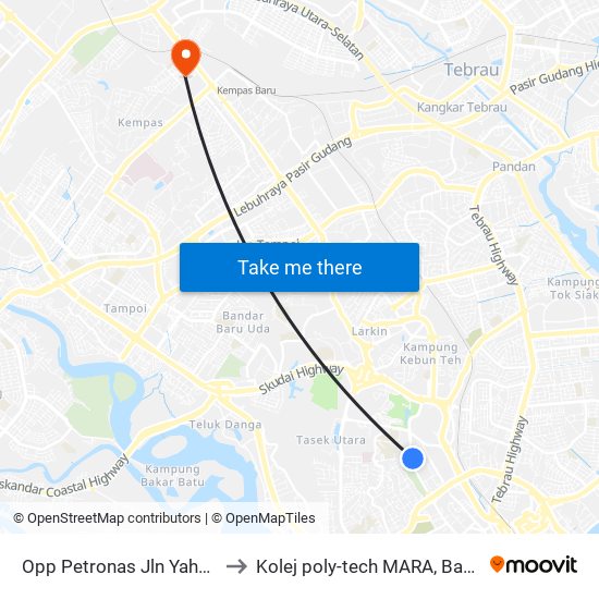 Opp Petronas Jln Yahya Awal to Kolej poly-tech MARA, Batu pahat map