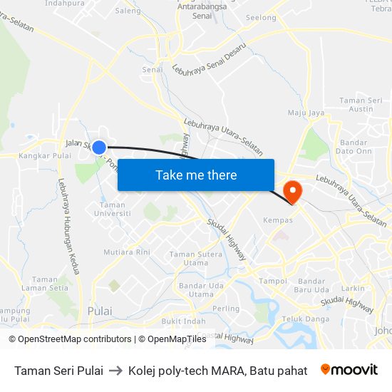 Jalan Meranti 2 Shophouses to Kolej poly-tech MARA, Batu pahat map