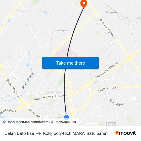 Jalan Dato Esa to Kolej poly-tech MARA, Batu pahat map