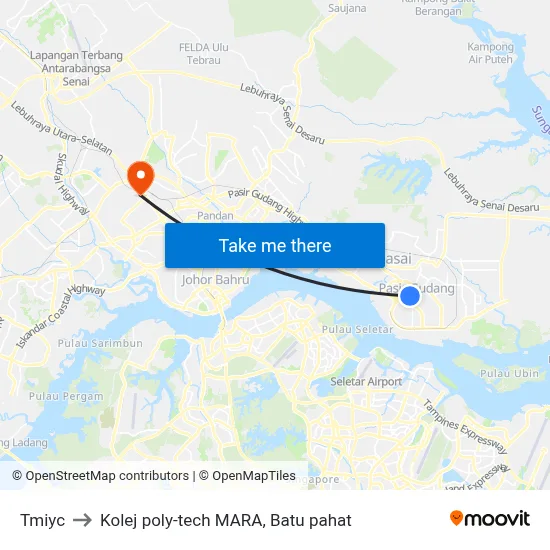 Tmiyc to Kolej poly-tech MARA, Batu pahat map