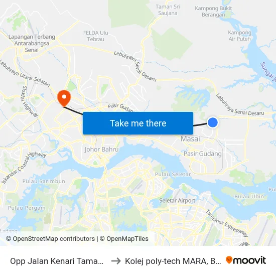 Opp Jalan Kenari Taman Scientex to Kolej poly-tech MARA, Batu pahat map