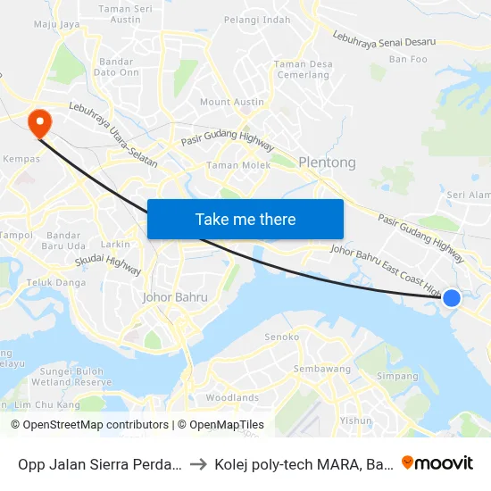 Opp Jalan Sierra Perdana 3/18 to Kolej poly-tech MARA, Batu pahat map