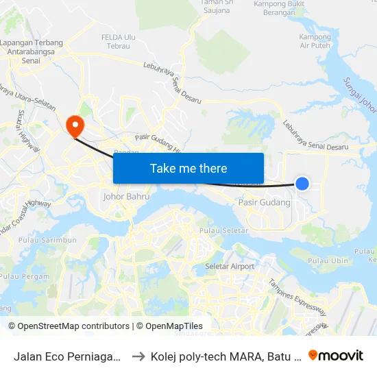Jalan Eco Perniagaan 27 to Kolej poly-tech MARA, Batu pahat map