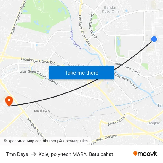 Tmn Daya to Kolej poly-tech MARA, Batu pahat map