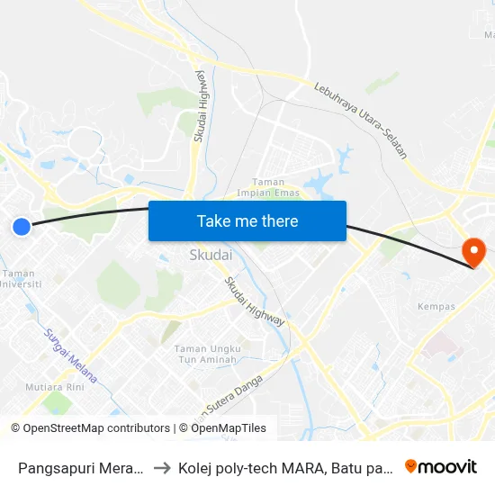 Pangsapuri Meranti to Kolej poly-tech MARA, Batu pahat map
