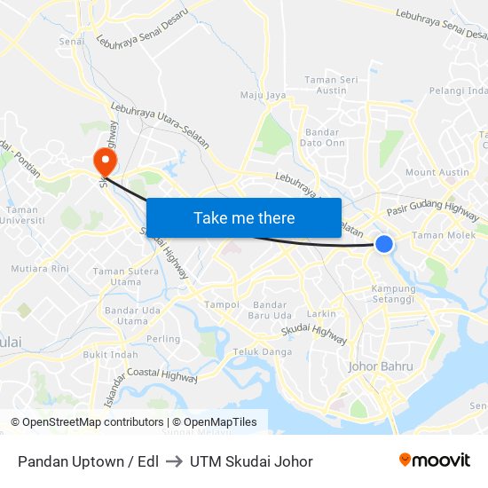 Pandan Uptown / Edl to UTM Skudai Johor map