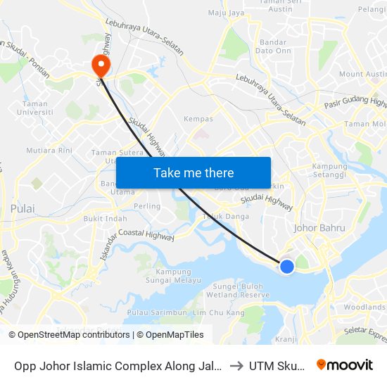 Opp Johor Islamic Complex Along Jalan Abu Bakar (0003184) to UTM Skudai Johor map
