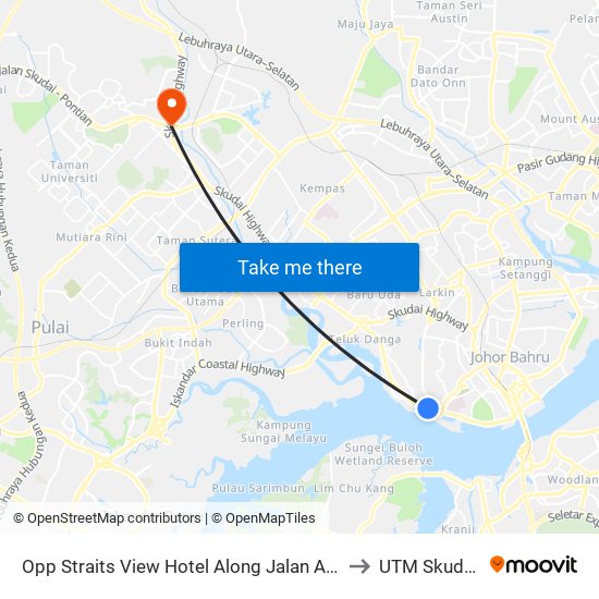 Opp Straits View Hotel Along Jalan Abu Bakar (0003187) to UTM Skudai Johor map