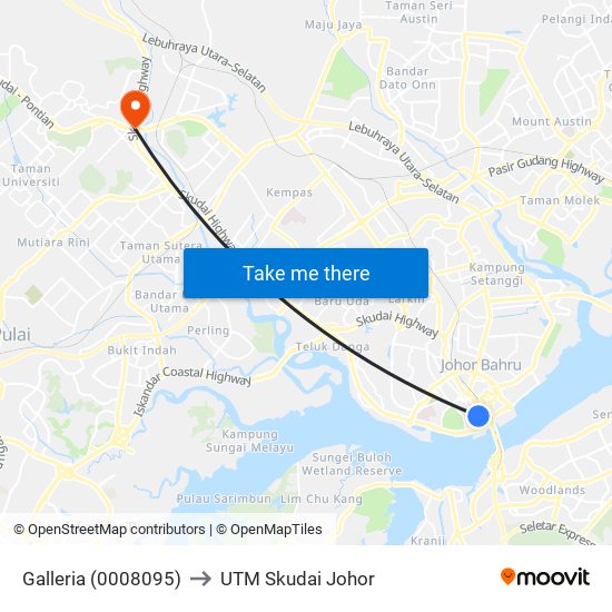 Galleria (0008095) to UTM Skudai Johor map