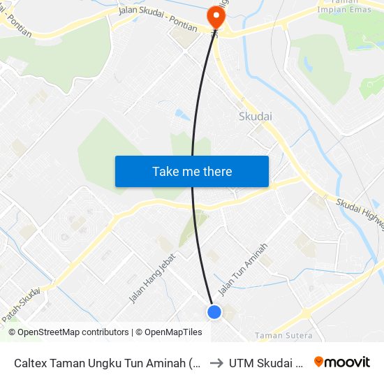 Caltex Tun Aminah / Mcdonald's to UTM Skudai Johor map