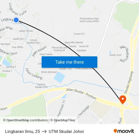 Lingkaran Ilmu, 25 to UTM Skudai Johor map