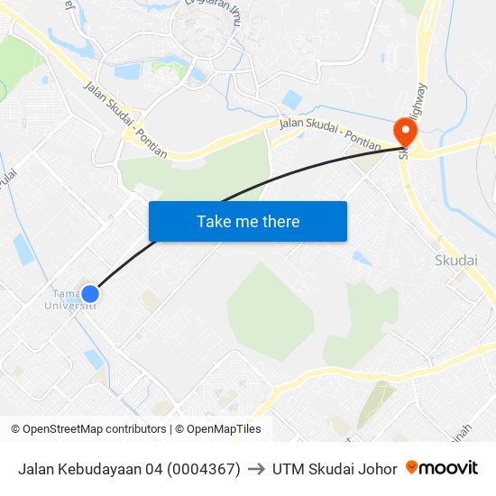 Jalan Kebudayaan 04 (0004367) to UTM Skudai Johor map