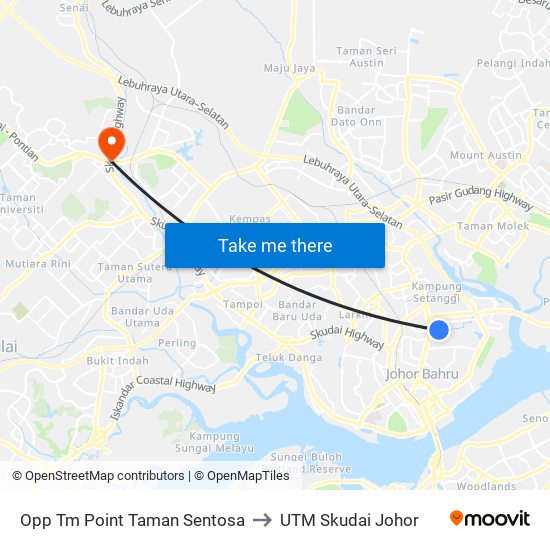 Opp Tm Point Taman Sentosa to UTM Skudai Johor map