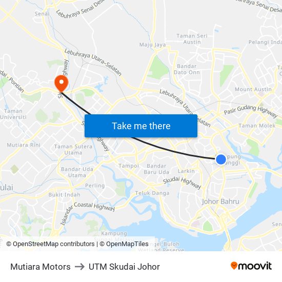 Bhpetrol Kg. Dato Sulaiman Menteri to UTM Skudai Johor map