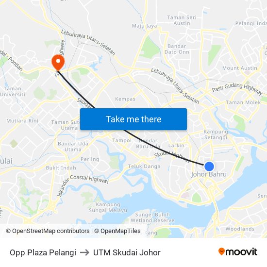 Opp Plaza Pelangi to UTM Skudai Johor map