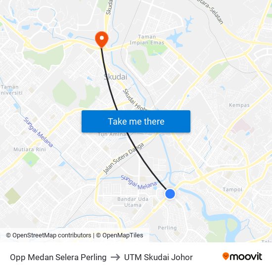 Opp Medan Selera Perling to UTM Skudai Johor map