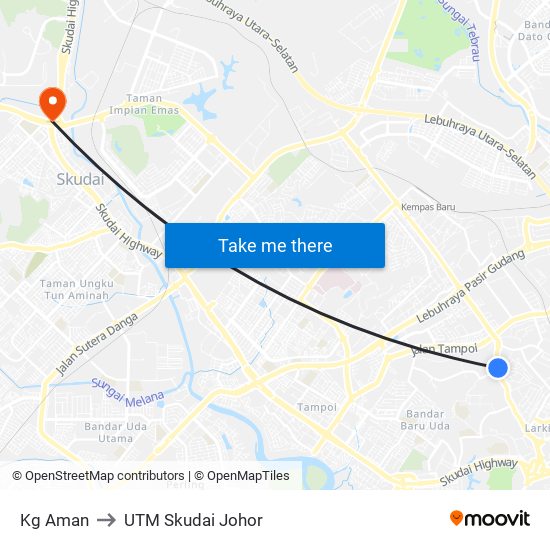 Aft Jln Kilang to UTM Skudai Johor map