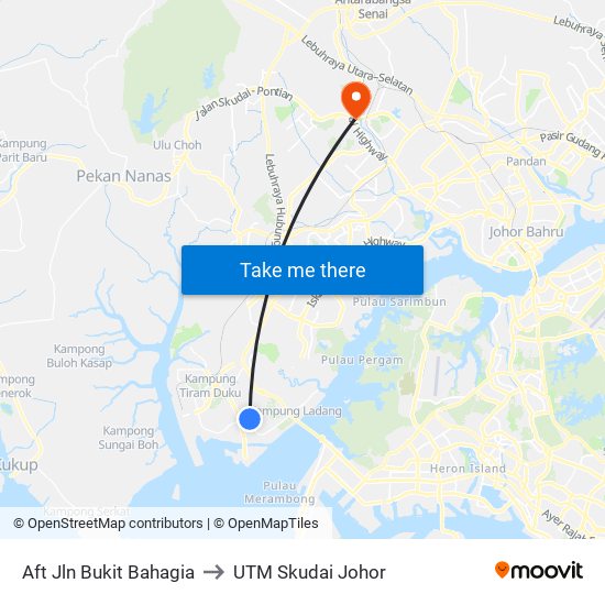 Aft Jln Bukit Bahagia to UTM Skudai Johor map