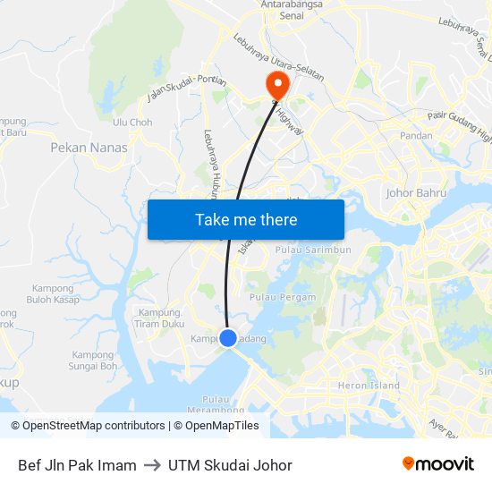 Bef Jln Pak Imam to UTM Skudai Johor map