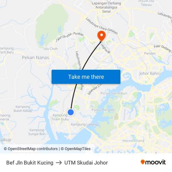 Bef Jln Bukit Kucing to UTM Skudai Johor map