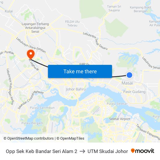 Opp Sek Keb Bandar Seri Alam 2 to UTM Skudai Johor map