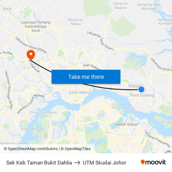 Sek Keb Taman Bukit Dahlia to UTM Skudai Johor map