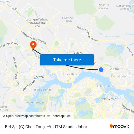 Bef Sjk (C) Chee Tong to UTM Skudai Johor map