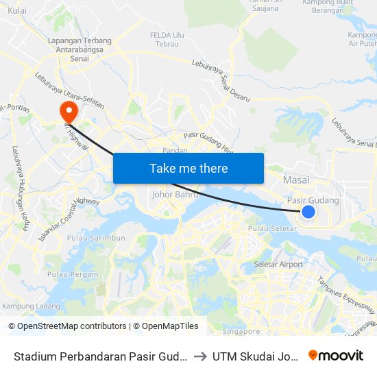 Stadium Perbandaran Pasir Gudang to UTM Skudai Johor map