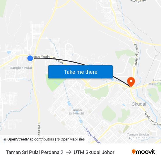 Bef Jalan Pontian to UTM Skudai Johor map